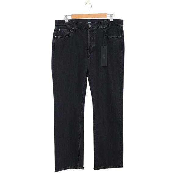 NWT Edwin Simone Mid-Rise Straight Leg Button Fly Denim Jean Maire Black Size 30 - Picture 1 of 9